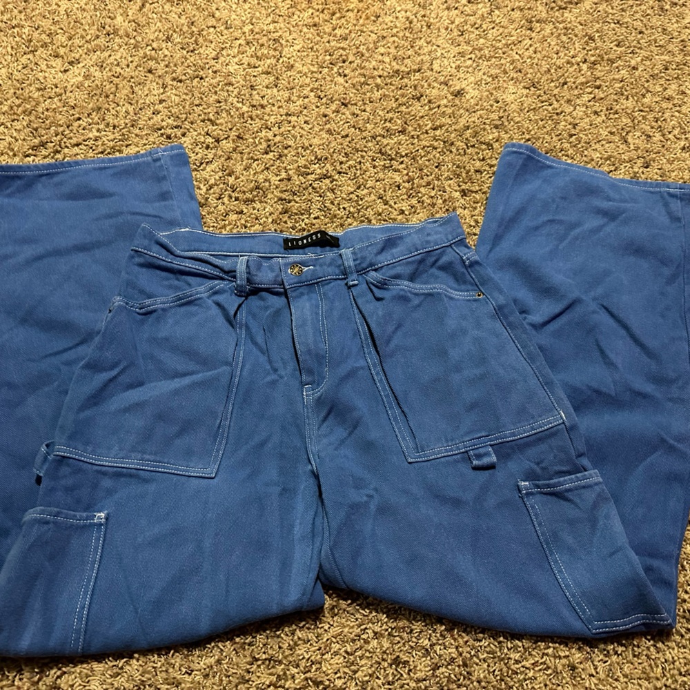 Blue cargo wide leg pants Princess Polly